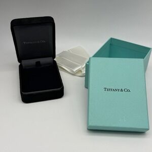 Tiffany & Co. Empty Black Suede Necklace Case With Blue Box  3" x 2.25" x 1.25"